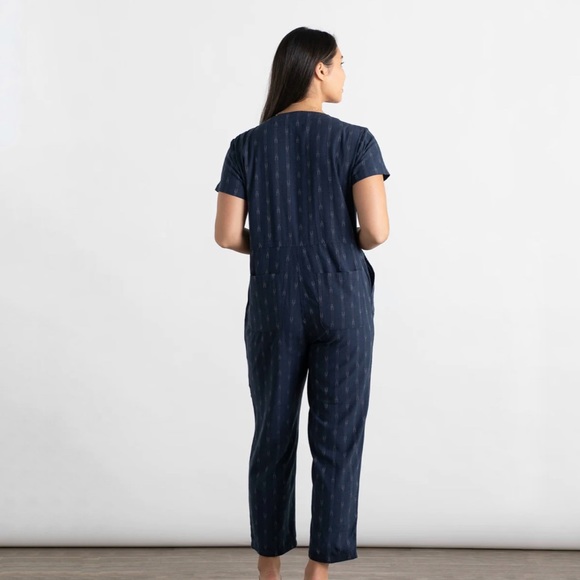 Bridge & Burn Milo Jumpsuit, size Medium, Navy Dobby Stripe, EUC - Picture 4 of 9